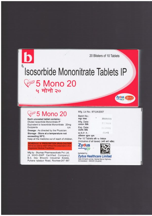 Isosorbide Mononitrate Tablets 5 Mono 20
