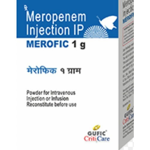Meropenem 1gm Merofic Plus Injection is an antibiotic that fights bacteria. It is used to treat severe infections of the skin, lungs, stomach, urinary tract, blood and brain