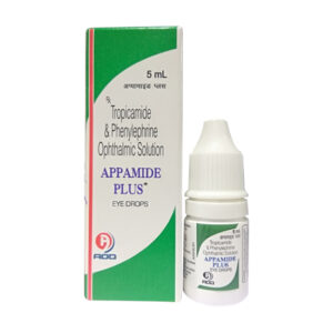 Phenylephrine 5% w/v + Tropicamide 0.8% w/v Appamide Plus Eye Drop is used for examination of the eye for detection of any eye disease. It acts by enlarging the pupil